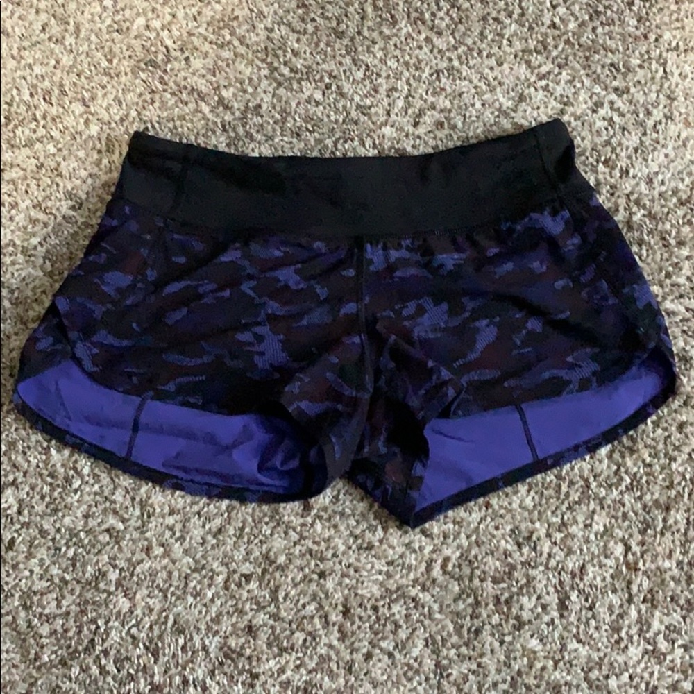 Navy lululemon speed shorts cameo size 4